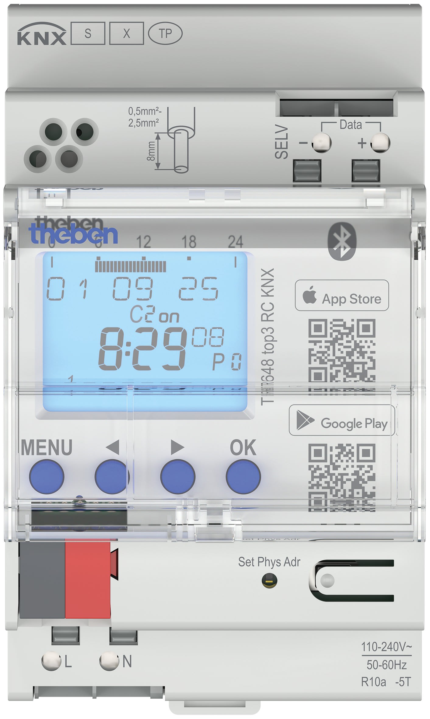 Theben - Horloge annuelle et astronomique digitale KNX TOP3 Bluetooth 8 c DCF-GPS