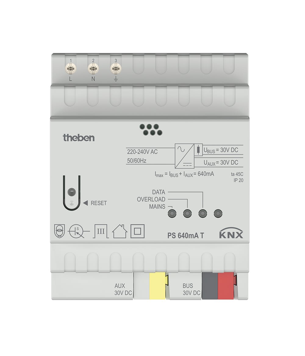 Theben - Alimentation 640 mA T KNX. Tension auxiliaire 30 V DC.