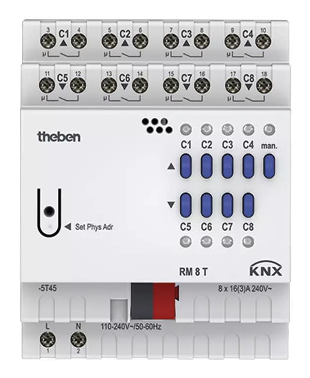 Theben - Module base Actionneur 8 c commutation  ou store RM 8 T KNX