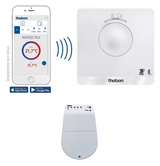 Theben - Thermostat d'ambiance 2 fils. 24h 7j 230 V Bluetooth