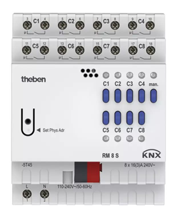 Theben - Actionneur 8 contacts tout ou rien  RM 8 S KNX serie fix