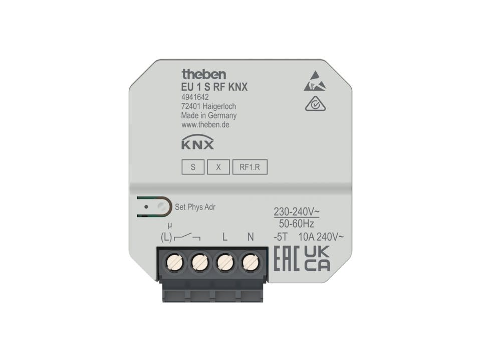 Theben - Actionneur sans fil encastré 1 voie chauffage élec 10 A KNX RF. Data Secure