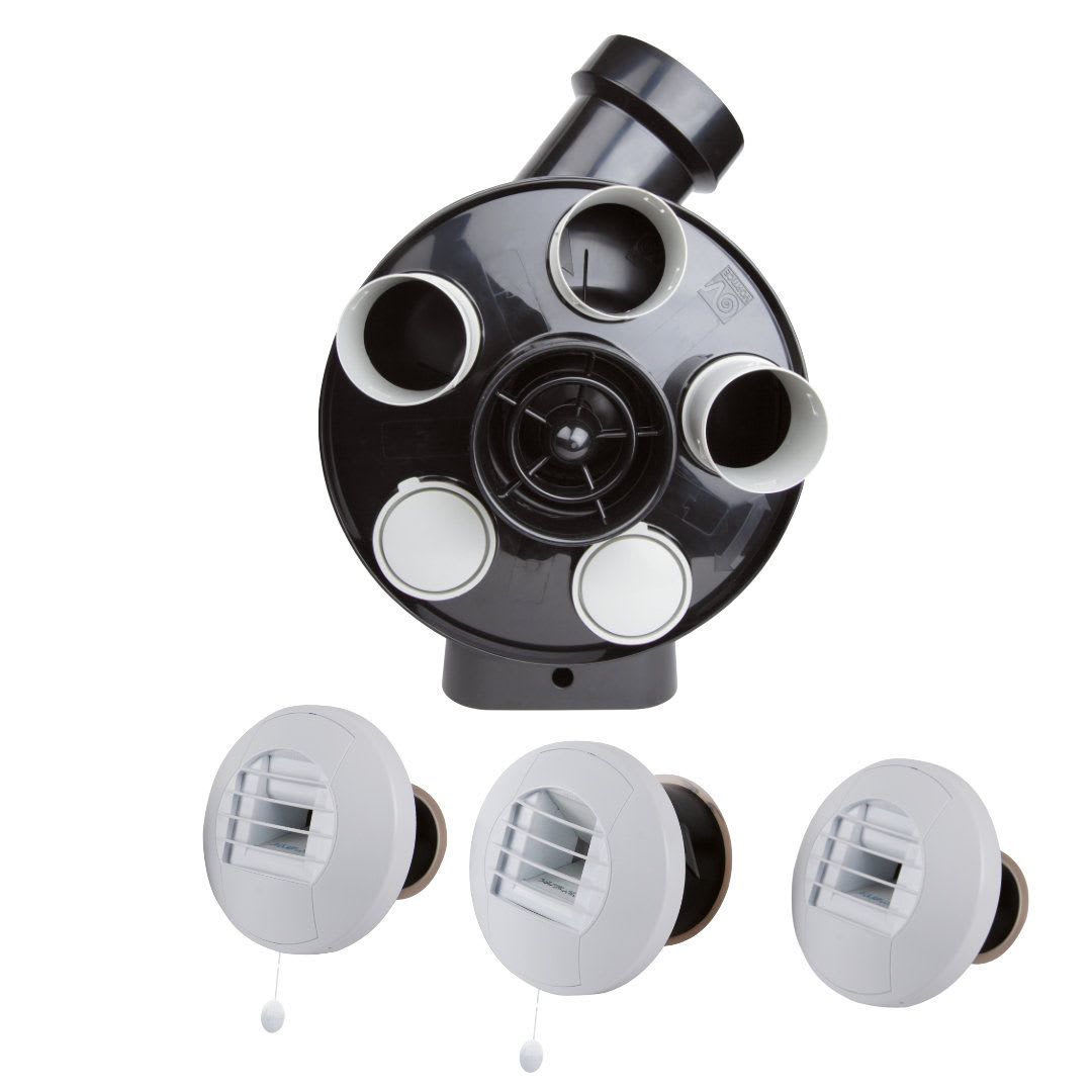 AXELAIR - Kit VMC HygroR Penta ES + 3 Bches Cordon