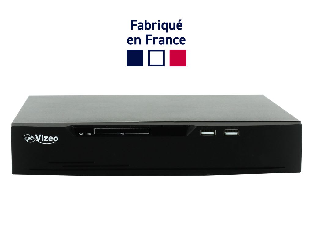 VIZEO - NVR 8 voies , 8PoE, 6 Mpx, Tps réel, double LAN, H265, destiné aux projets inté