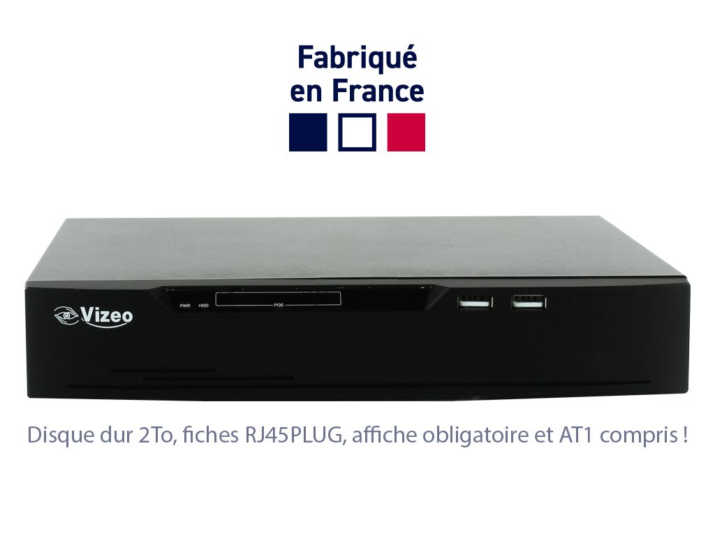 VIZEO - Kit complet avec : 1 HD508 + INT1DD + 1DD2To + 18xRJ45PLUG + 1Affiche + 1 AT1