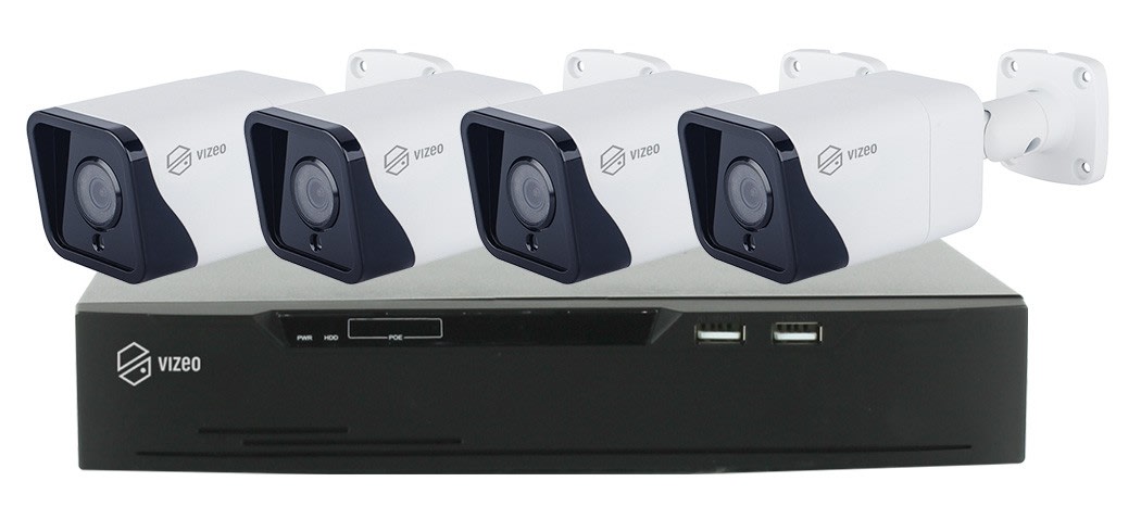 VIZEO - Kit compose de 4 cameras 1 NVR avec disque dur integre avec fonction Scan 2 Conn