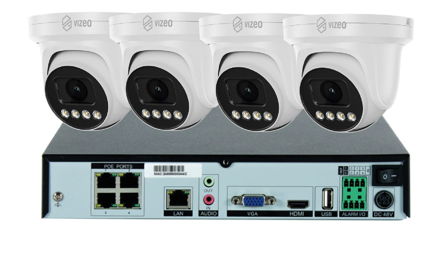 VIZEO - Kit de départ 4 cameras Full color avec 3 ans d'assistance