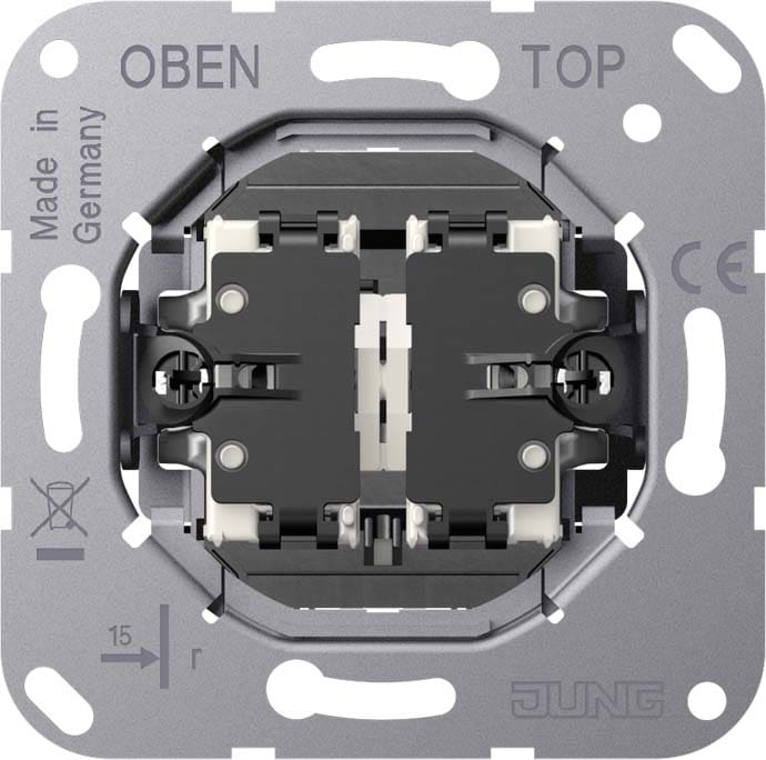 Jung - méc double inter lumineux à levier avec 2 circuits phase commune, fixation à vis