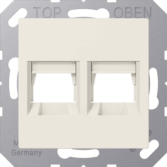Jung - Enjoliveur RJ 45 double / A 500 Ivoire pour Modular Jack