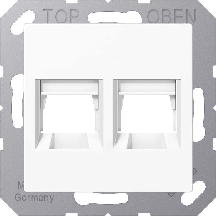 Jung - Enjoliveur RJ 45 double / A 500 Blanc pour Modular Jack