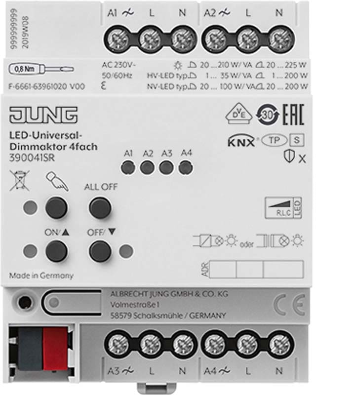 Jung - LED-Télévariateur universel 4 voies KNX / Modulaire