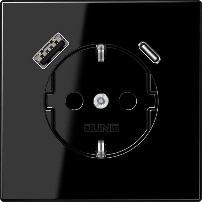 Jung - Prise standard Allemand SCHUKO avec chargeur USB AC / LS 990 noir