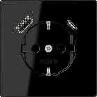 Jung - Prise standard Allemand SCHUKO avec chargeur USB AC / LS 990 noir