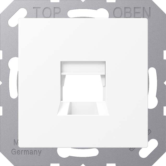 Jung - Enjo + support pour prise RJ 45 noyau 6WE et 8WE / A 500 blanc mat