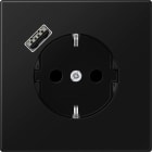 Jung - Prise standard Allemand SCHUKO avec chargeur USB A / LS 990 noir mat