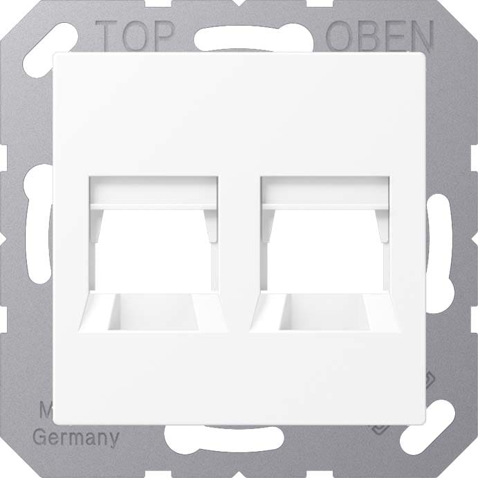 Jung - Enjo + support pour prise RJ 45 - 2 noyaux TE CONNECT. / A 500 blanc mat