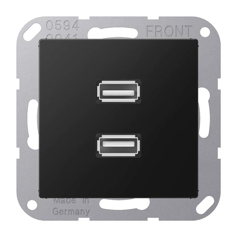 Jung - Connecteur Multimédia 2 x USB 2.0 / A 500 Noir Mt