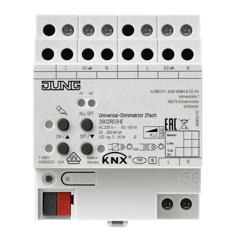 Jung - LED-Télévariateur universel 2 voies KNX / Modulaire