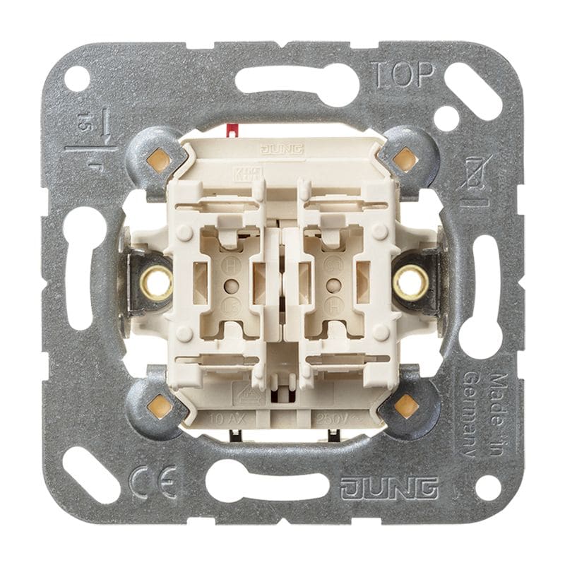 Jung - Double interrupteur 2 circuits phase commune, fixation à griffes et vis
