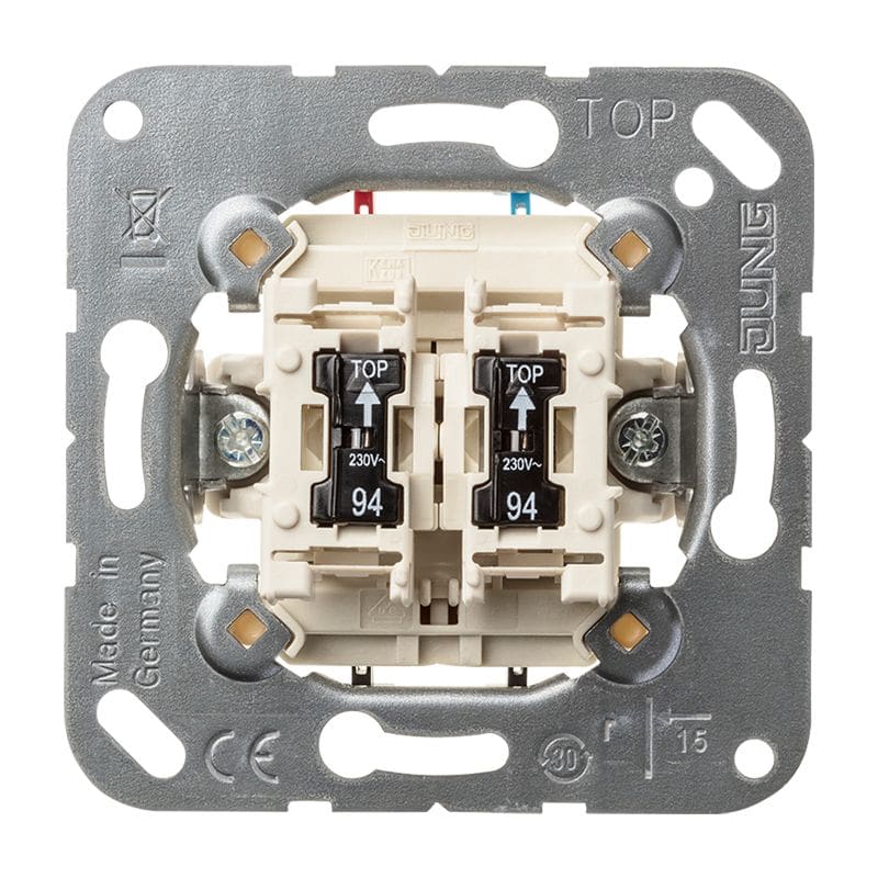 Jung - Double inter à phase commune avec voyant témoin, fix à griffes et vis
