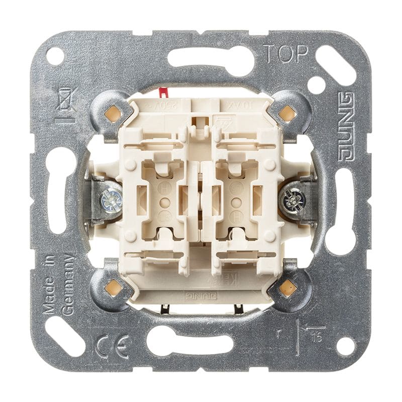 Jung - Mécanisme Double BP 2 fermetures circuit séparé, fixation à griffes et vis