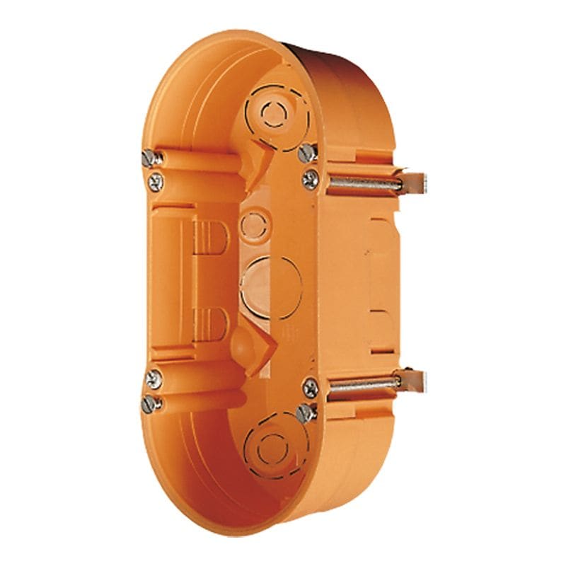 Jung - Boîte 2 p entre-axe 71 mm clois sèche, dia 68 mm, prof 40 mm, fix à vis et grif