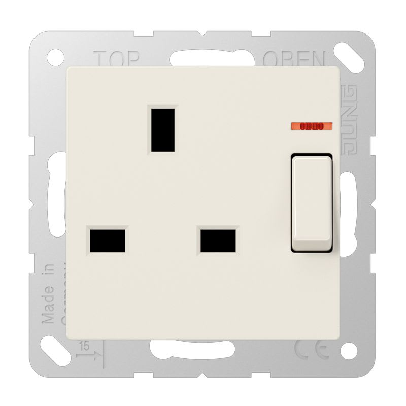 Jung - Prise standard BS  avec intterrupteur+voyant 13A 250 V / A 500 Ivoire