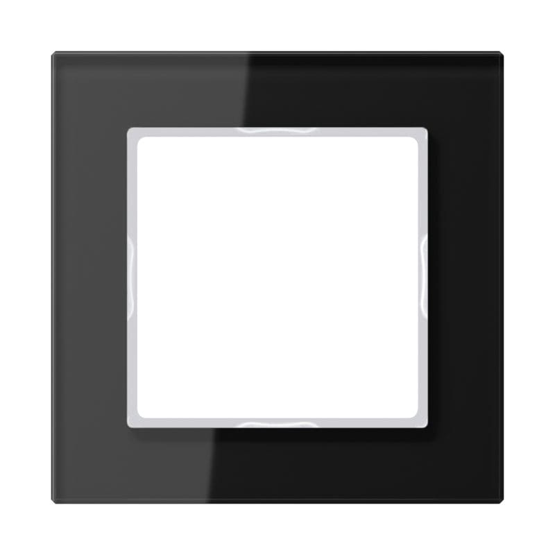 Jung - Cadre de finition 1 poste / Acréation Verre Noir