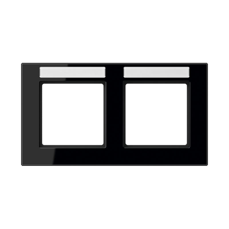 Jung - Cadre de finition 2 postes avec porte étiquette / Acréation Noir