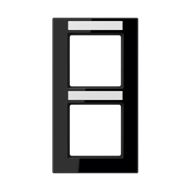 Jung - Cadre de finition 2 postes avec porte étiquette / Acréation Noir