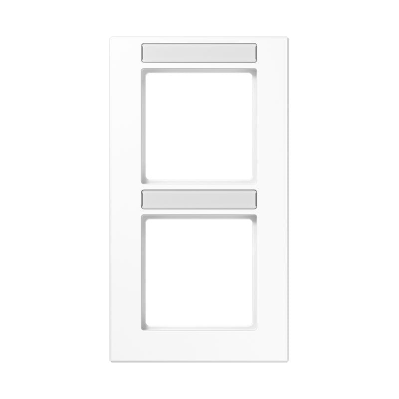 Jung - Cadre de finition 2 postes avec porte étiquette / Acréation Blanc