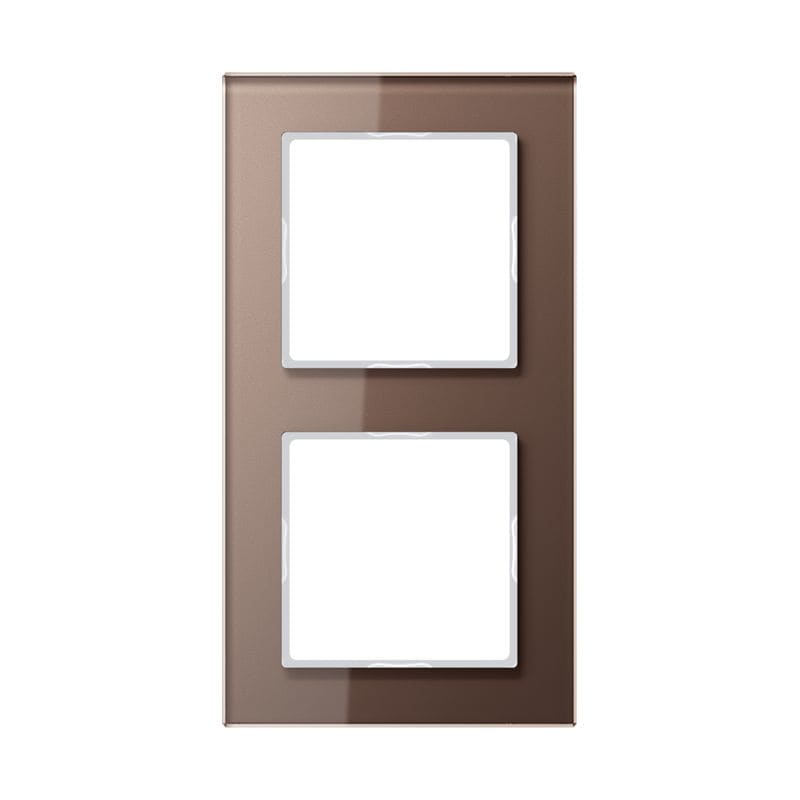 Jung - Cadre de finition 2 postes / Acréation Verre Moka