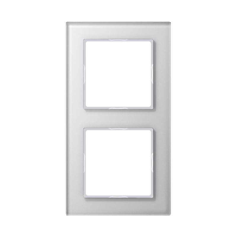 Jung - Cadre de finition 2 postes / Acréation Verre Blanc