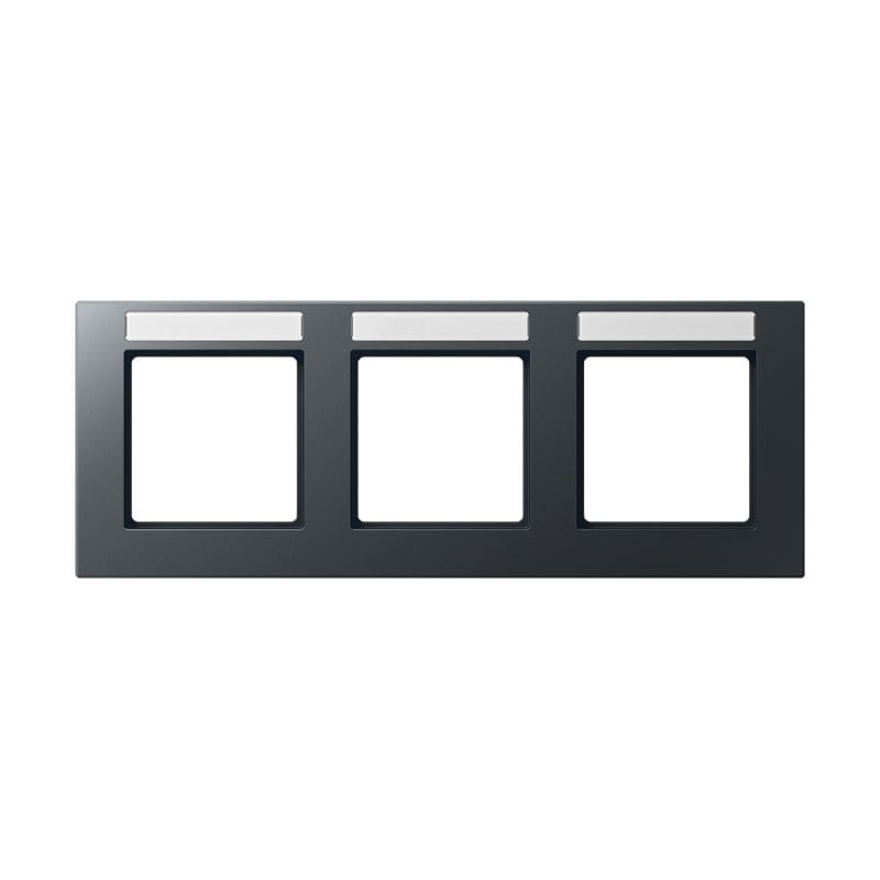 Jung - Cadre de finition 3 postes avec porte étiquette / Acréation Anthracite