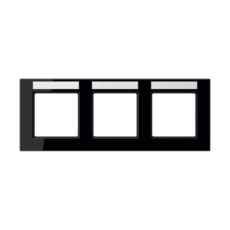 Jung - Cadre de finition 3 postes avec porte étiquette / Acréation Noir