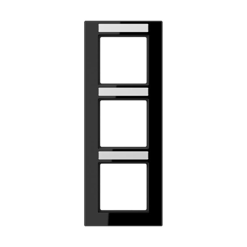 Jung - Cadre de finition 3 postes avec porte étiquette / Acréation Noir