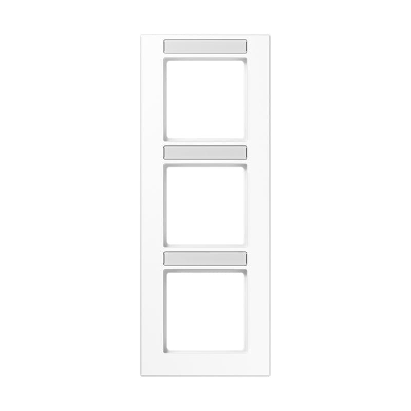 Jung - Cadre de finition 3 postes avec porte étiquette / Acréation Blanc