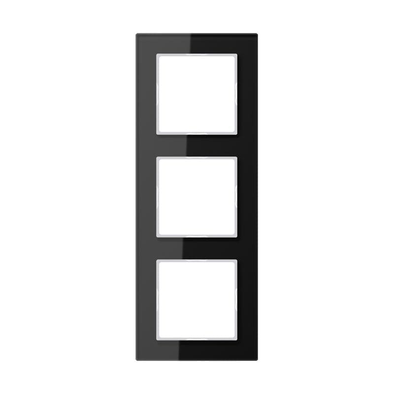 Jung - Cadre de finition 3 postes / Acréation Verre Noir