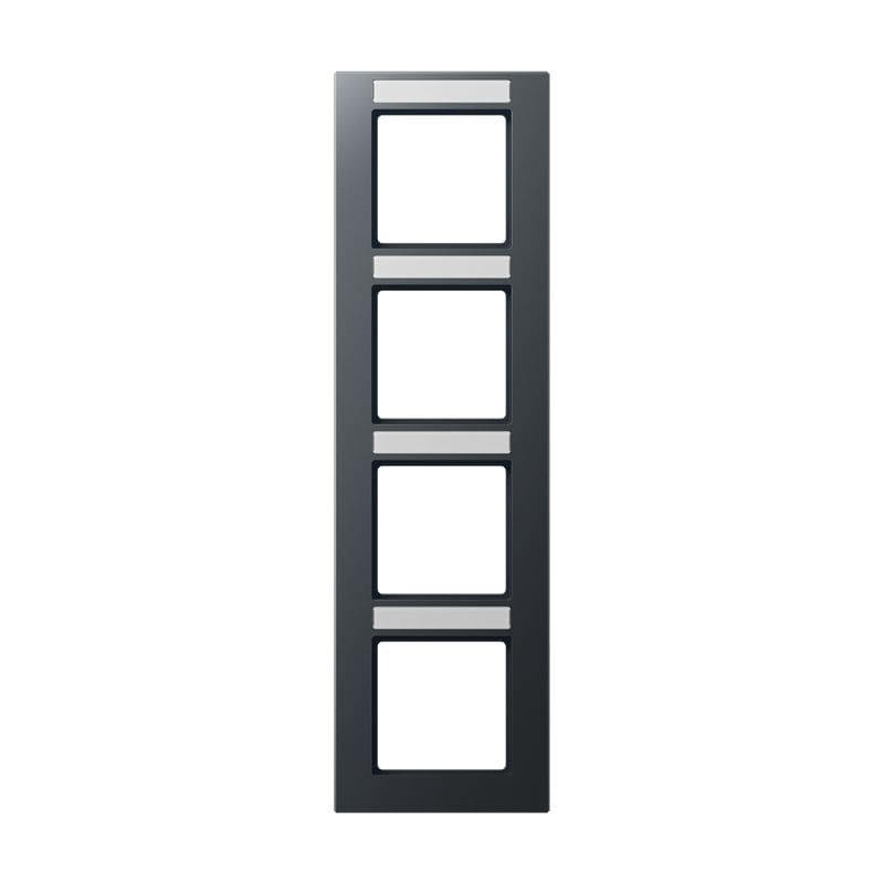 Jung - Cadre de finition 4 postes avec porte étiquette / Acréation Anthracite