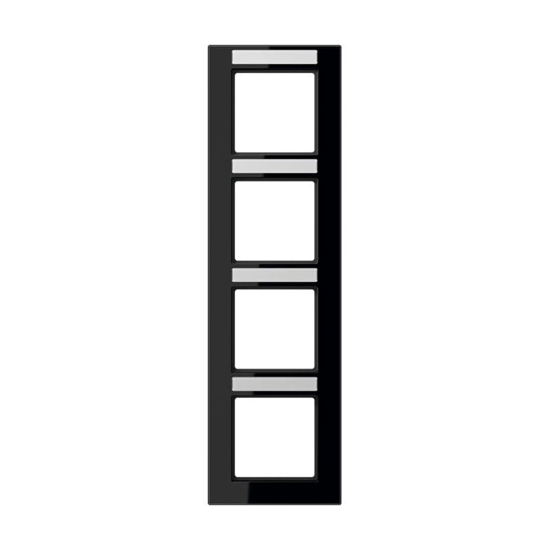 Jung - Cadre de finition 4 postes avec porte étiquette / Acréation Noir