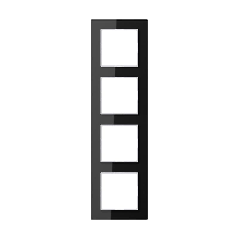 Jung - Cadre de finition 4 postes / Acréation Verre Noir