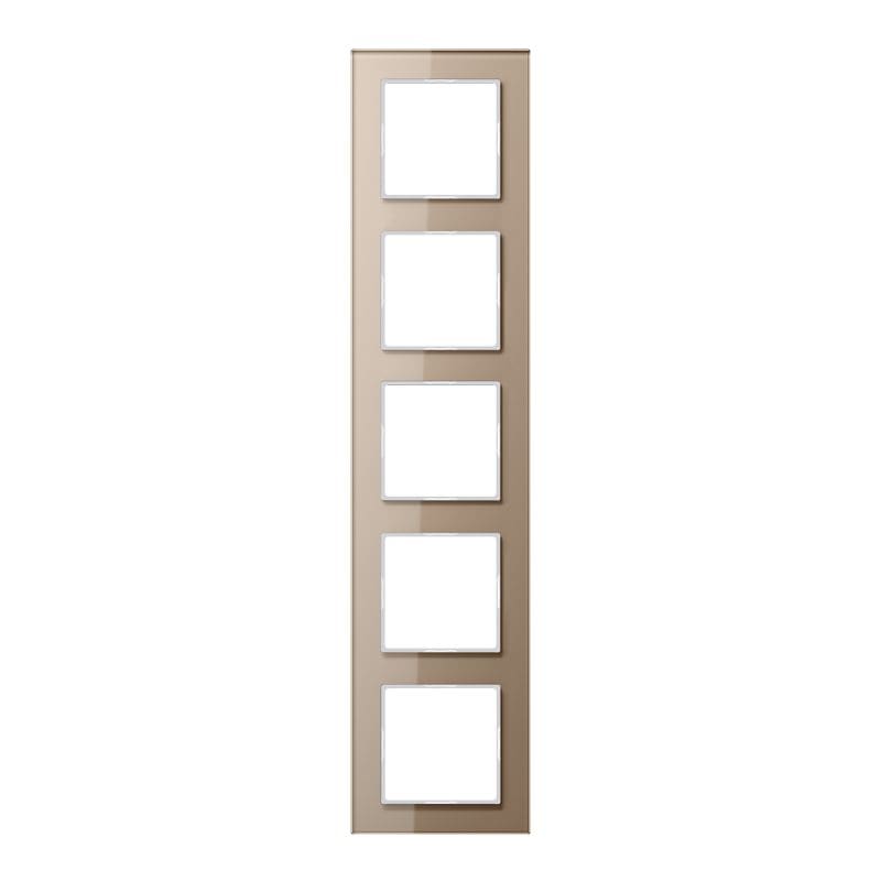 Jung - Cadre de finition 5 postes / Acréation Verre Champagne