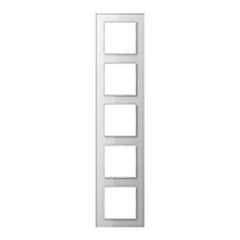 Jung - Cadre de finition 5 postes / Acréation Verre Blanc