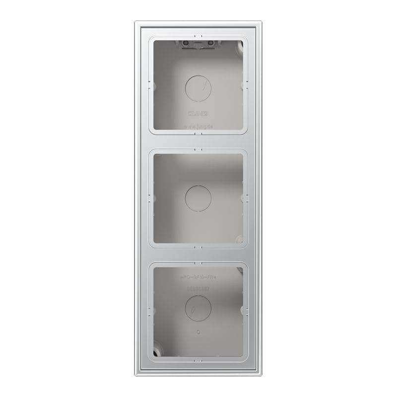 Jung - Boîtier saillie avec cadre 3 postes / LS 990 Aluminium laqué