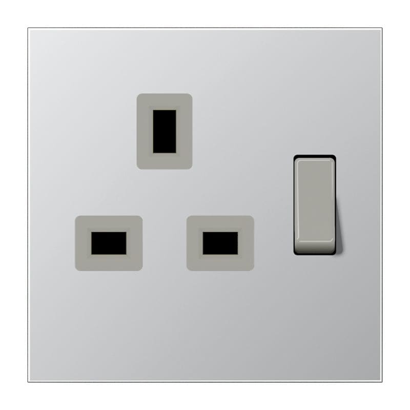 Jung - Prise avec inter 13A 250 V standard B.S / LS 990 Aluminium