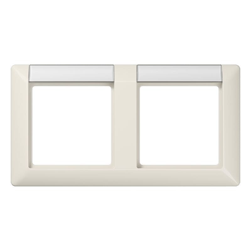 Jung - Cadre de finition 2 postes avec PE horizontal / Série AS 500 Ivoire