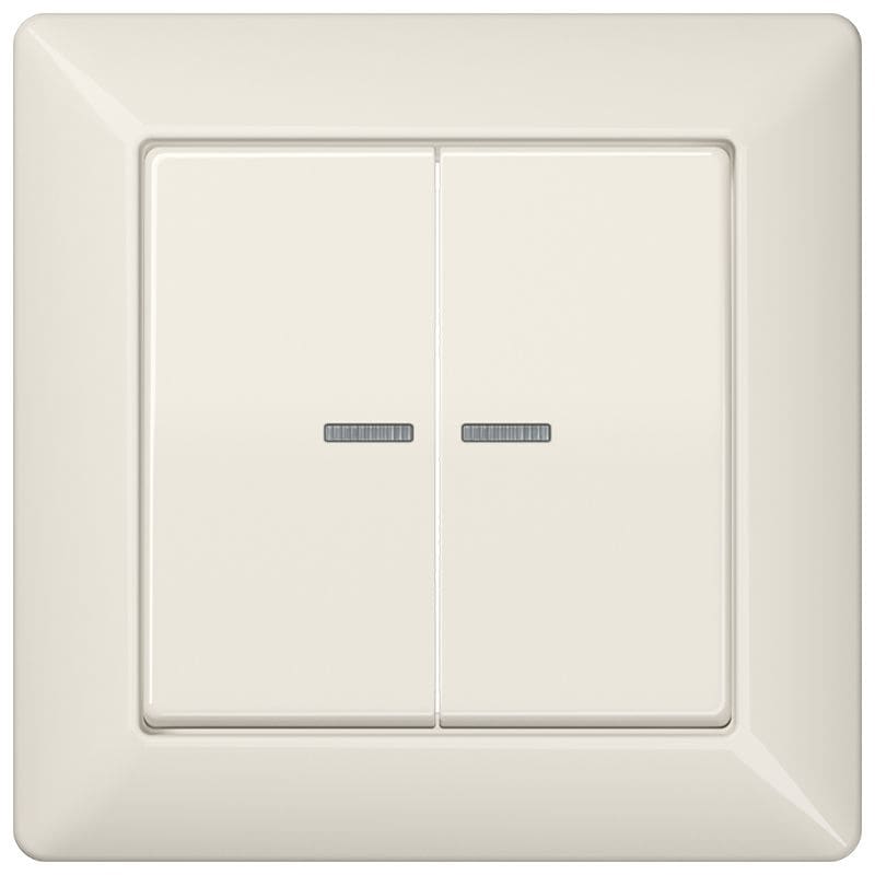 Jung - Enjoliveur double touche à voyant / Série AS 500 Ivoire