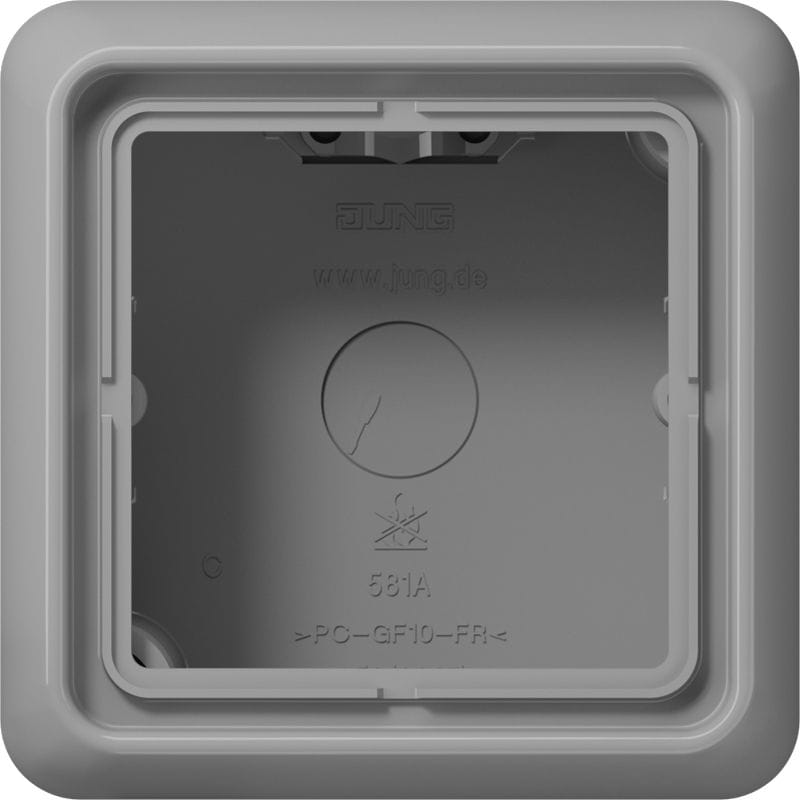 Jung - Boîtier saillie avec cadre 1 poste / CD 500 Gris