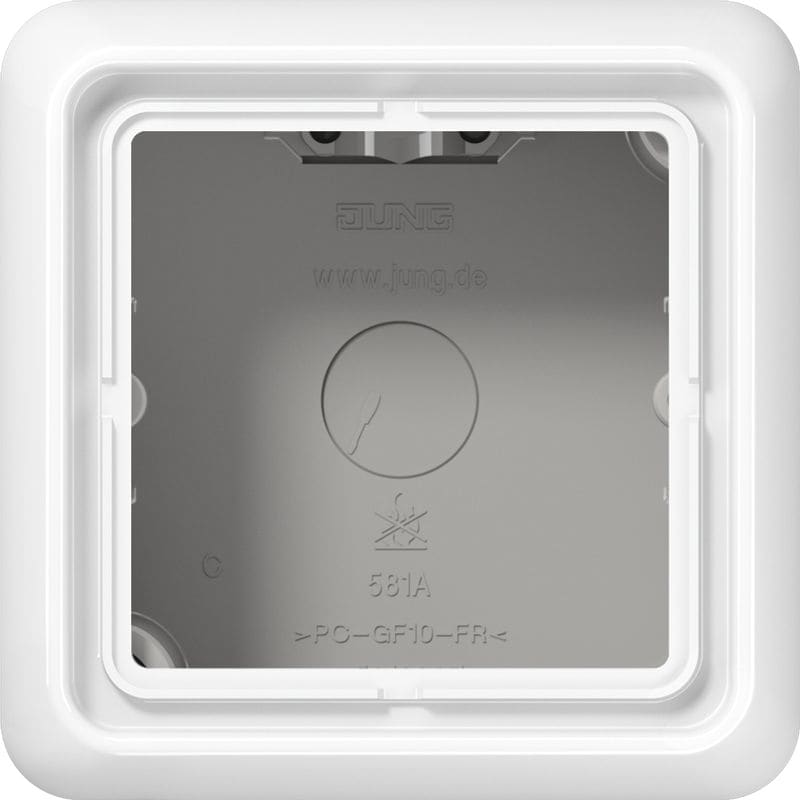 Jung - Boîtier saillie avec cadre 1 poste / CD 500 Blanc