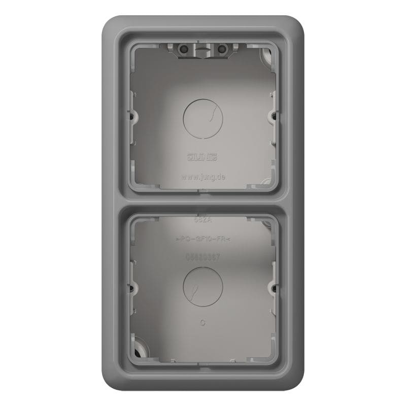 Jung - Boîtier saillie avec Cadre de fintion 2 postes / Série CD 500 Gris